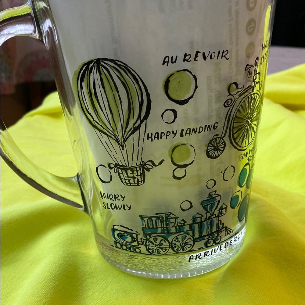 Vintage Mid Century Bon Voyage Train Travel Themed Clear Glass Pitcher - Picture 5 of 9